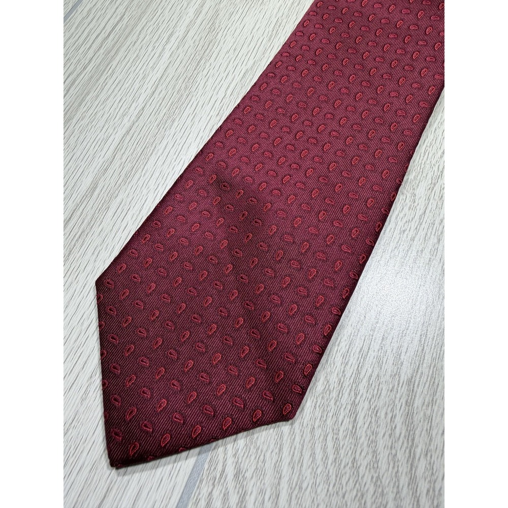 Beau Brummel Soho Tie Mens One Size Red 100% Silk Pointed Paisley Jacquard